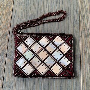 Mod By Design Beaded Wristlet – Mother of Pearl & Horn Tile Pouch